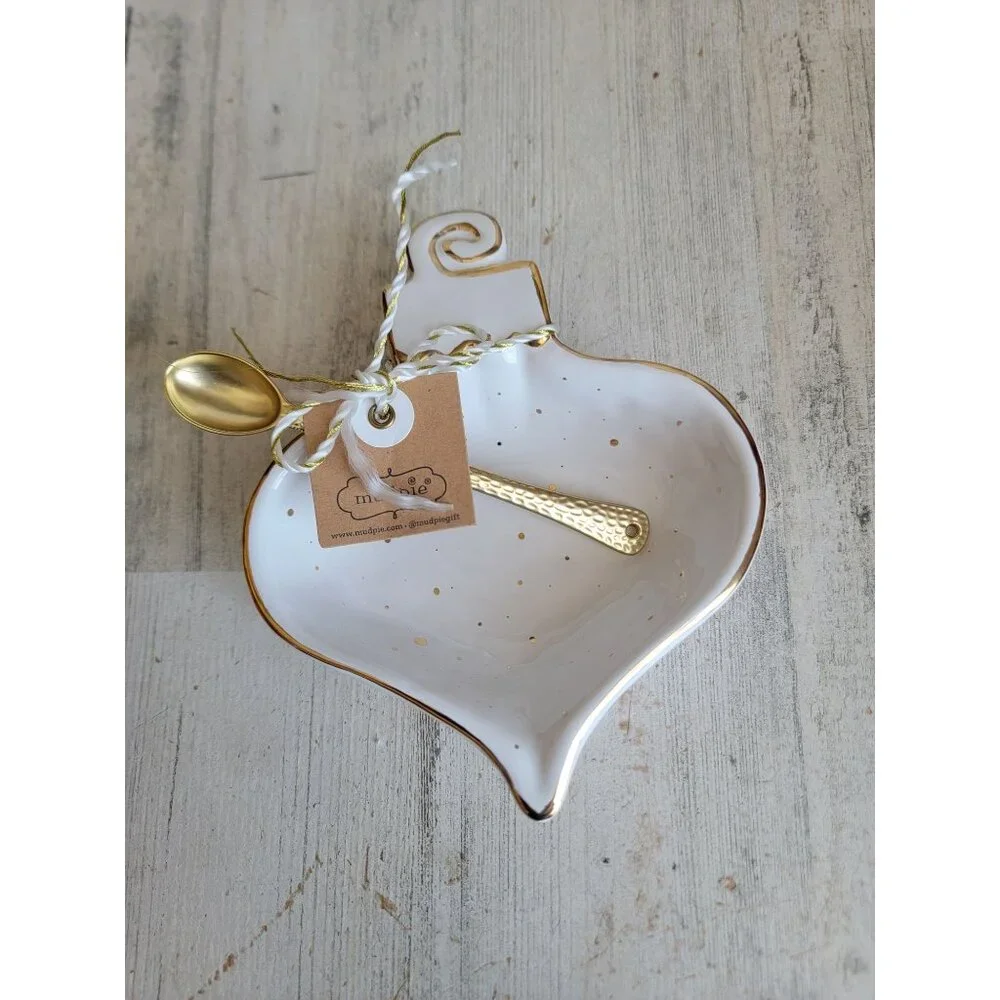 Mud pie ornament shaped trinket dish candy spoon Xmas home decor‎